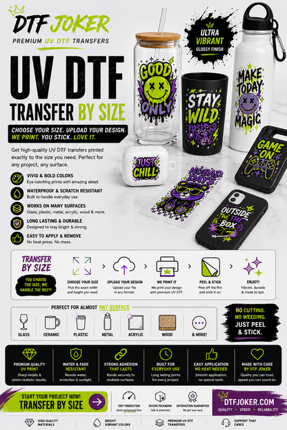 UV DTF Transfers by Size