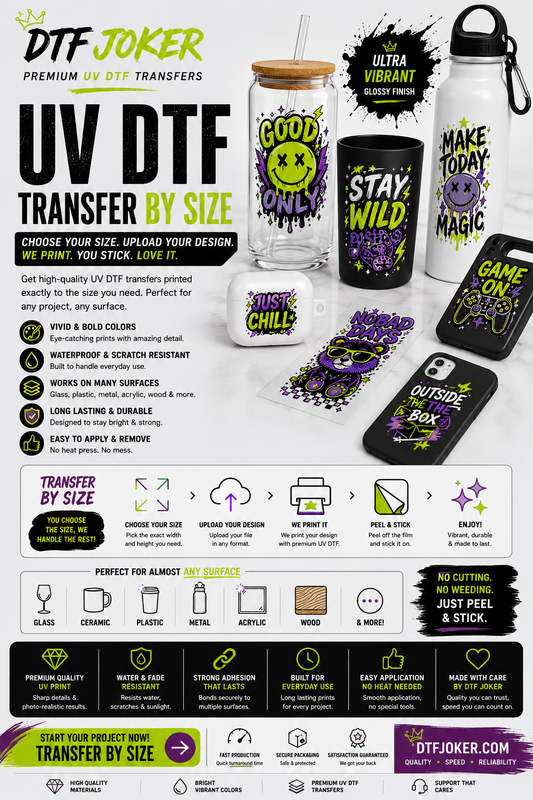 UV DTF Transfers by Size